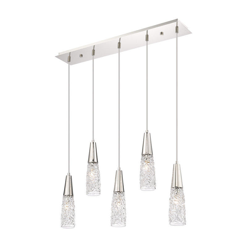 Godbee - Luminaire suspendu pour îlot de cuisine 5 lumières 33 po, Nickel poli