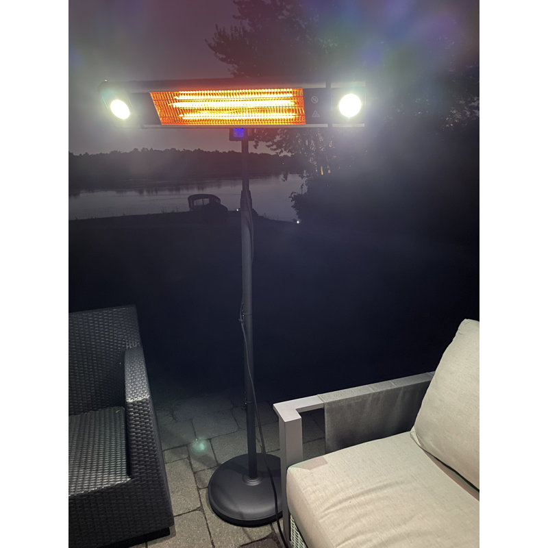 Black Adjustable Electric Outdoor Heater with LED and Remote