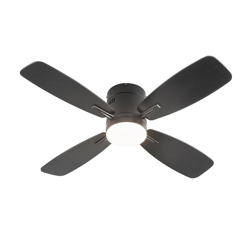 Ventilateur de plafond encastré noir moderne de 52 po avec éclairage et télécommande / application Cissline pour chambre à coucher et salon