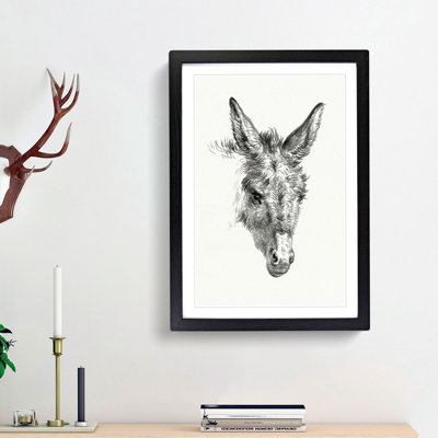 The Sketch of a Donkey by Jean Bernard - Picture Frame Drawing Print