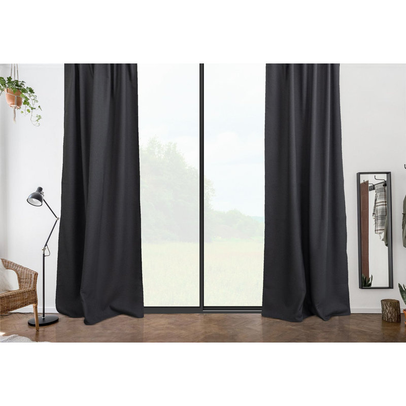 Room Darkening Single Curtain Panel, 260cm W x 350cm H, Dark Grey