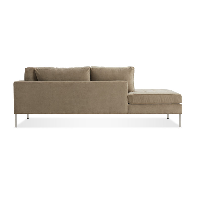 Paramount Chaise Lounge, Sanford Ceramic Crossweave, Stainless Steel, Left Hand Facing