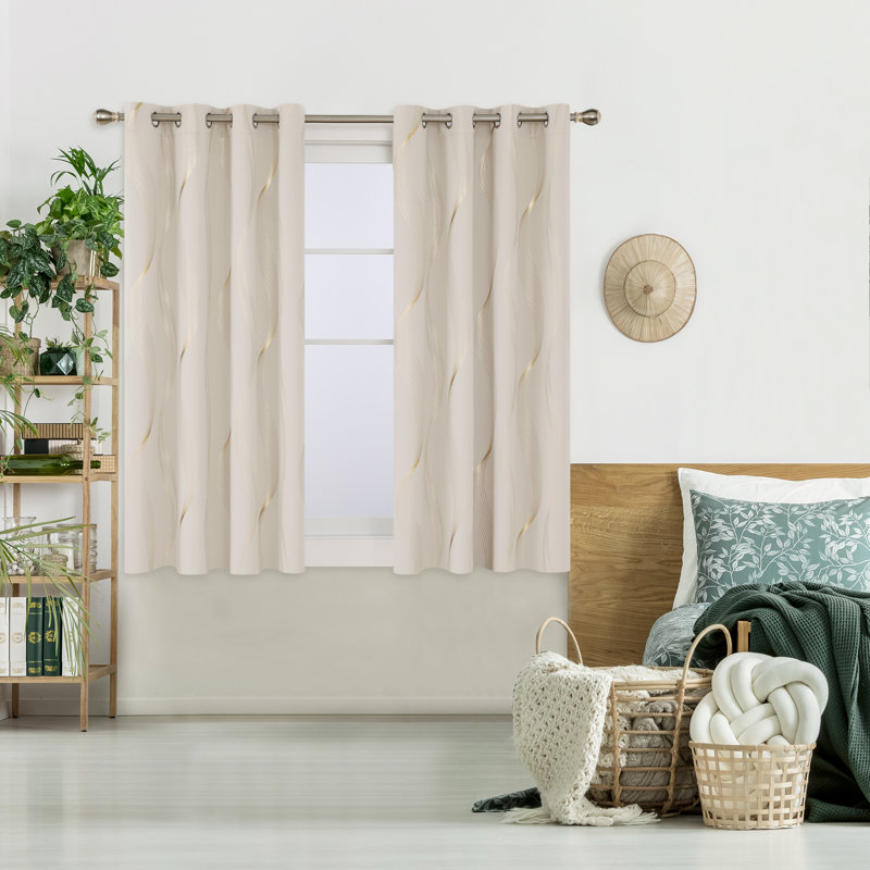 Maisonet Blackout Curtain Pair, Beige, 168cm Width x 138cm Drop
