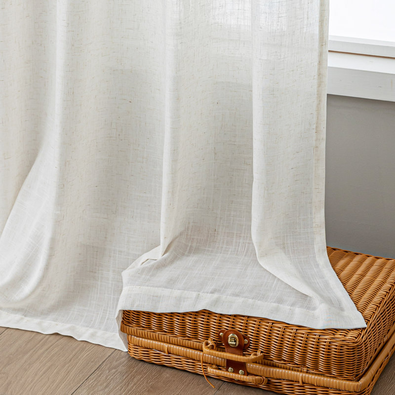 Vollmar Linen Blended Grommet Semi-Sheer Curtain Pair, 52" W x 84" L, Natural