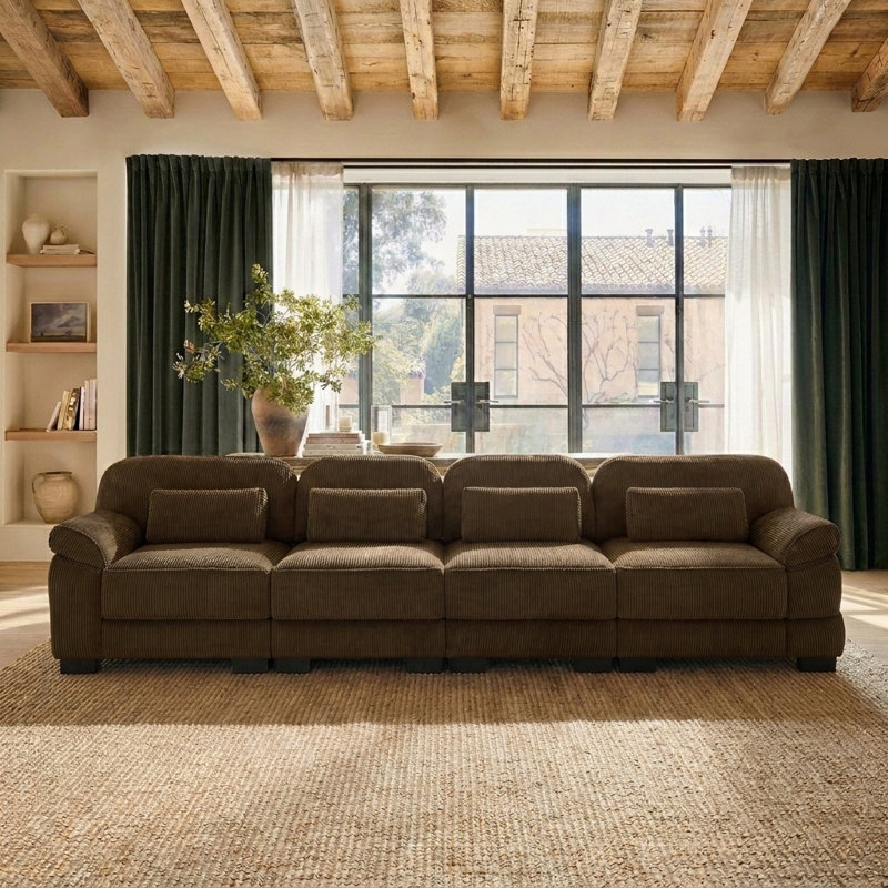 Canapé modulaire avec repose-pieds 4 places Nimbus, Brun