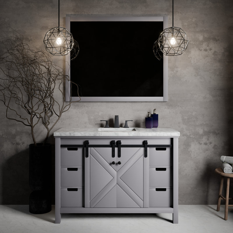 Marsyas 48 " W Freestanding Standard Free Standing Single Double Single Vanity Bathroom Vanity With Top with Mirror