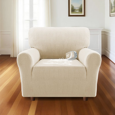 Jacquard Waterproof Slipcover Machine Washable Stretch Sofa Covers 1 Piece with Elastic Bottom Furniture Protector for Kids & Pets(1 Cushion Armchair)