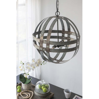 Lustre galvanisé à 4 lumières, luminaire suspendu avec chaîne réglable pour le vestibule de la salle à manger de la cuisine, ampoule non incluse