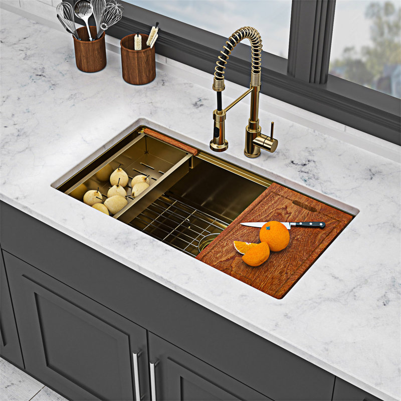 Single Bowl Undermount Workstation Kitchen Sink