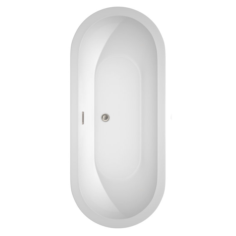 Soho 72'' White Acrylic Freestanding Soaking Bathtub with Brushed Nickel Faucet