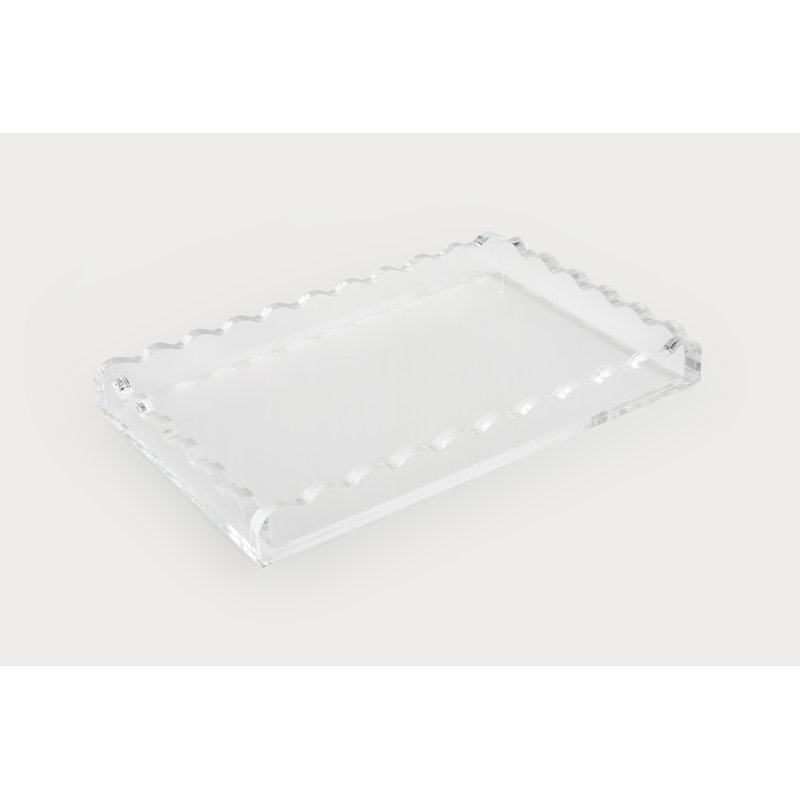 Lucite Tray Clear Wave Design, 1.3" H x 13" W x 8.5" D