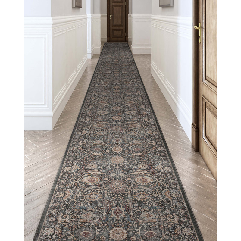  Asha Oriental Floral Flat-Weave Rug, Runner 2'7" x 24'9"