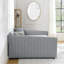 Queen daybed: upholstered sofa bed, two-drawer trundle, vertical stripes, linen fabric (86.5"x65"x30")-1365220586