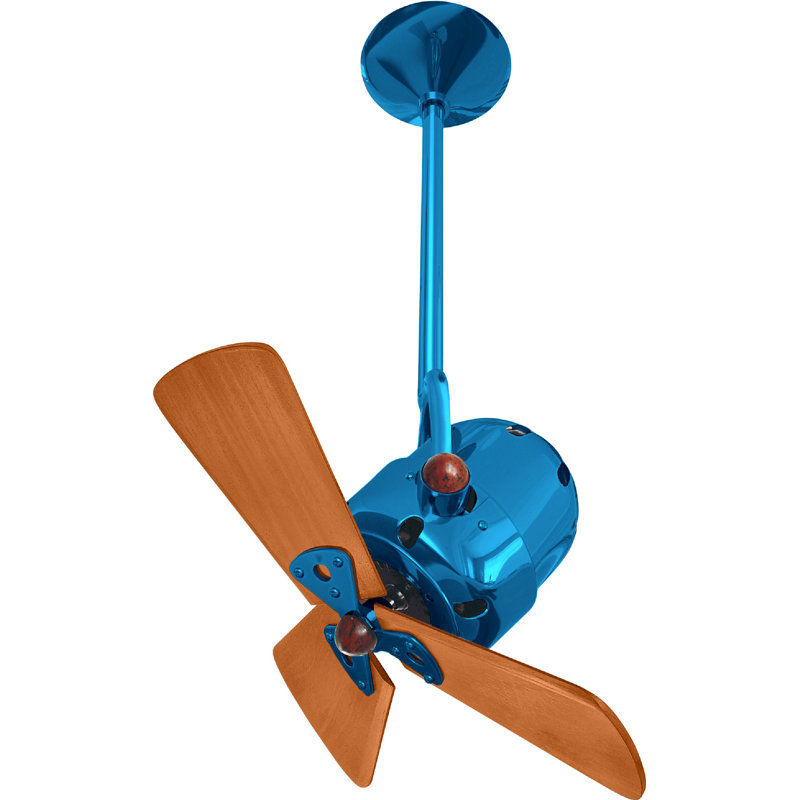 16" Bianca Direcional 3 Blade Ceiling Fan, 5" Downrod, Mahogany, Agua Marinha