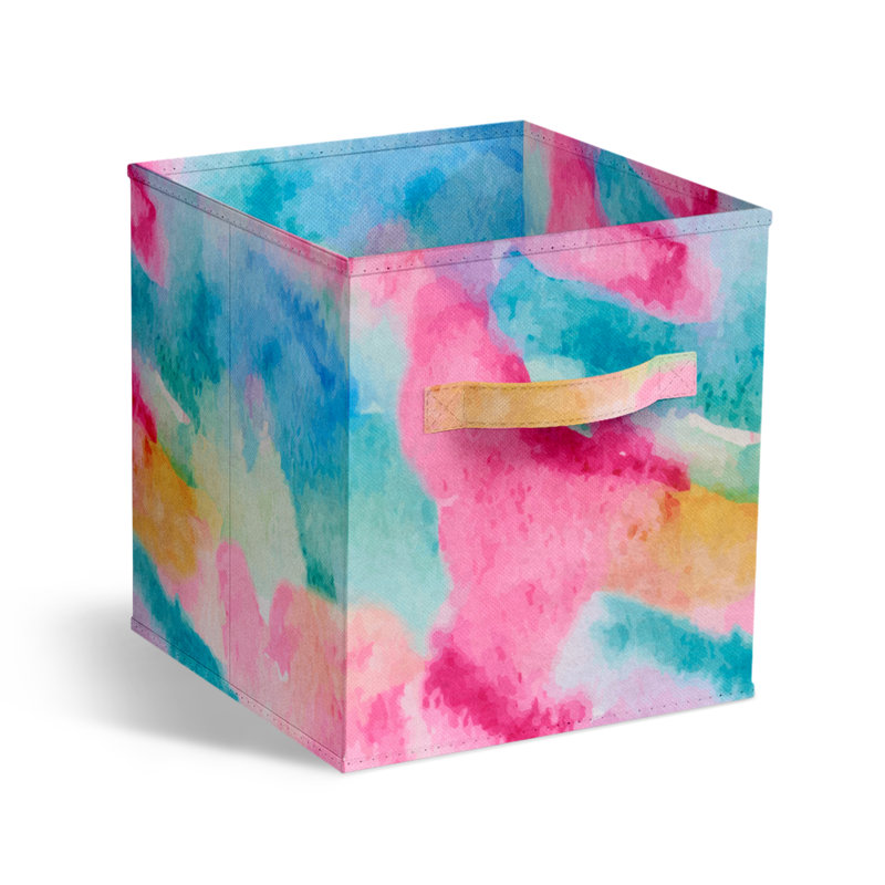 11" Foldable Storage Cubes with Handles in Watercolor Tie Dye 1 Piece