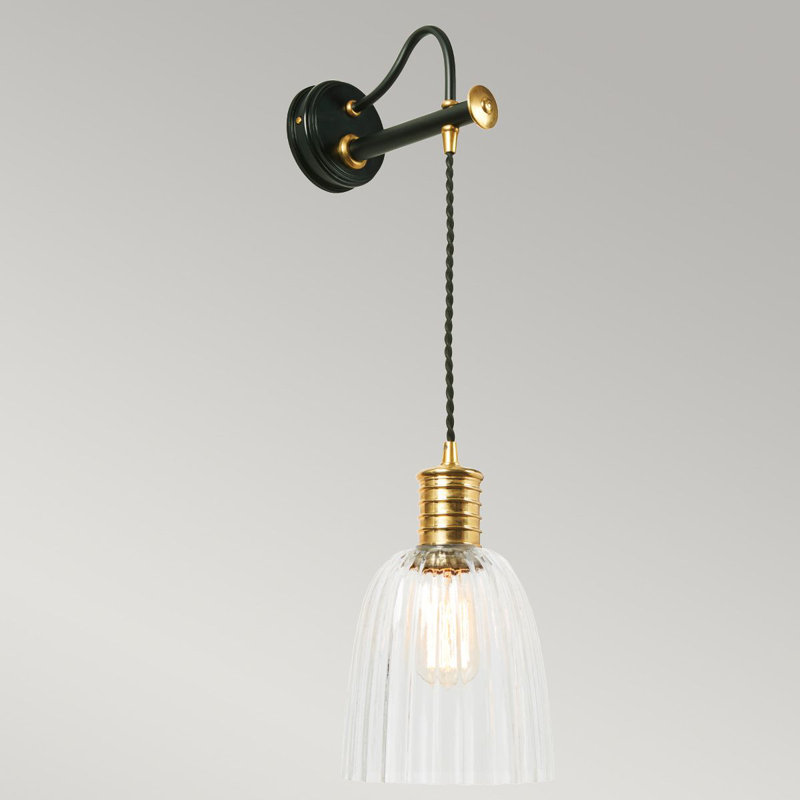 Lowell Armed Sconce, Black/Polished brass