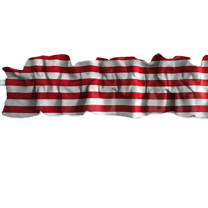 Cantonnière à demi-pouce à rayures, Blanc /Rouge, L 120 po x L 9 po