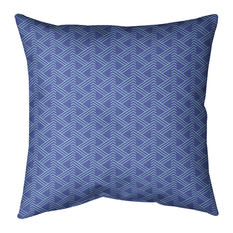 Coussin décoratif à motif zig zag classique, H 18 po x l 18 po, Duvet synthétique, Double bleu / sarcelle