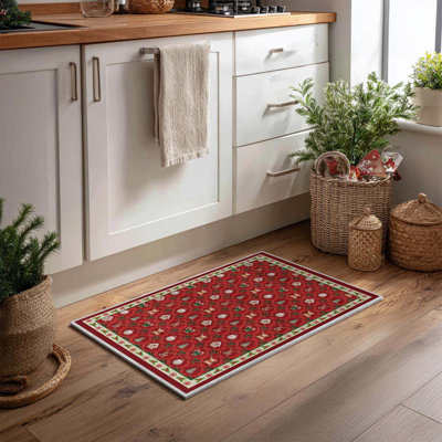 Tapis décoratif lavable à profil bas antidérapant Winter Home Decor