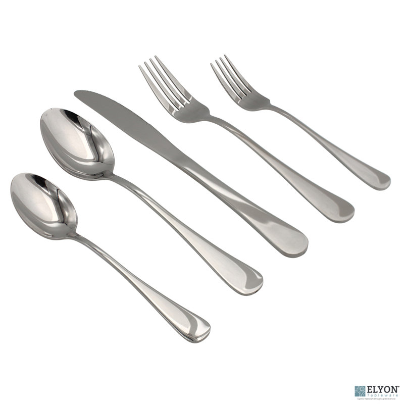 Ensemble de couverts 40 pièces en acier inoxydable de couleur réfléchissante Llyly, Argent argent