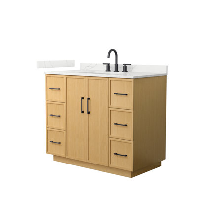 Ensemble de meuble-lavabo simple autoportant 42 po avec plateau en quartz Elan TK