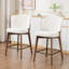 Tabouret de bar Mid-Century moderne, tabouret de bar rembourré en tissu avec dossier à oreilles, tabouret de bar à hauteur de comptoir sans accoudoirs avec pieds en bois, repose-pieds en métal, pour comptoir de bar pour îlot de cuisine, beige, ensemble de 2-119619502-124825000