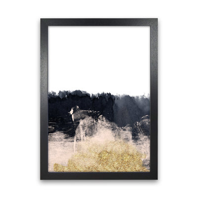 Lux Half Navy And Gold Paint Strokes by Pixy Paper - Print