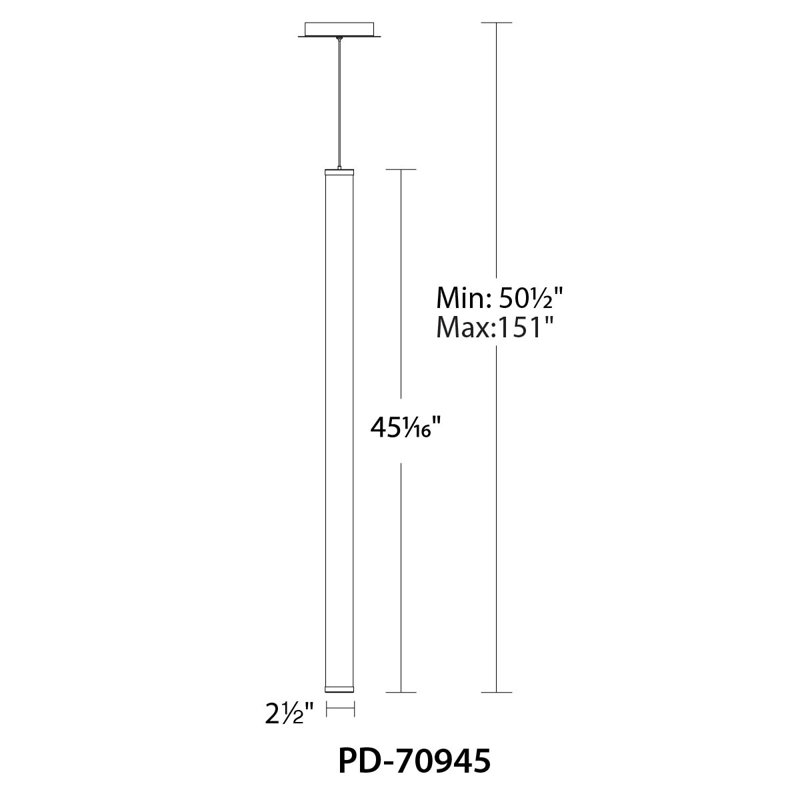 Luminaire suspendu cylindrique à 1 lumière DEL Mizuki, Nickel brossé, 45"