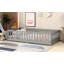 Lit de sol gris en bois d'hévéa avec clôture, barrières de sécurité et porte intégrée-1010940457-1010940459