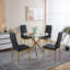 Ensemble de 4 chaises, couleur dorée, siège noir-526164235