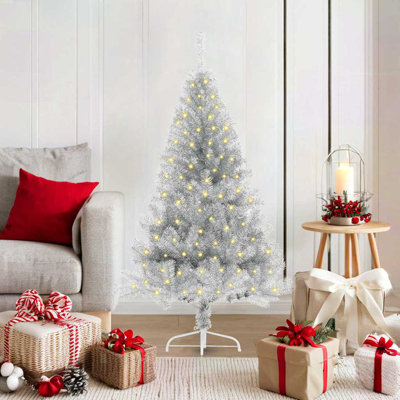  Artificial Pre-lit Christmas Tree Silver PET