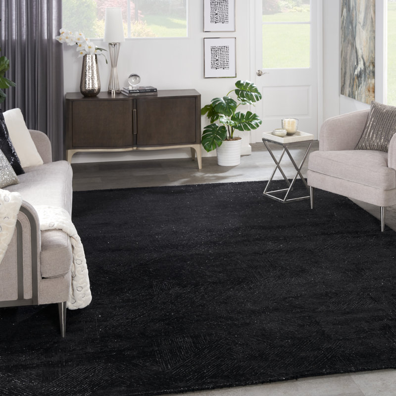 Castone Geometric Area Rug in Black, Rectangle 7'9" x 9'9"