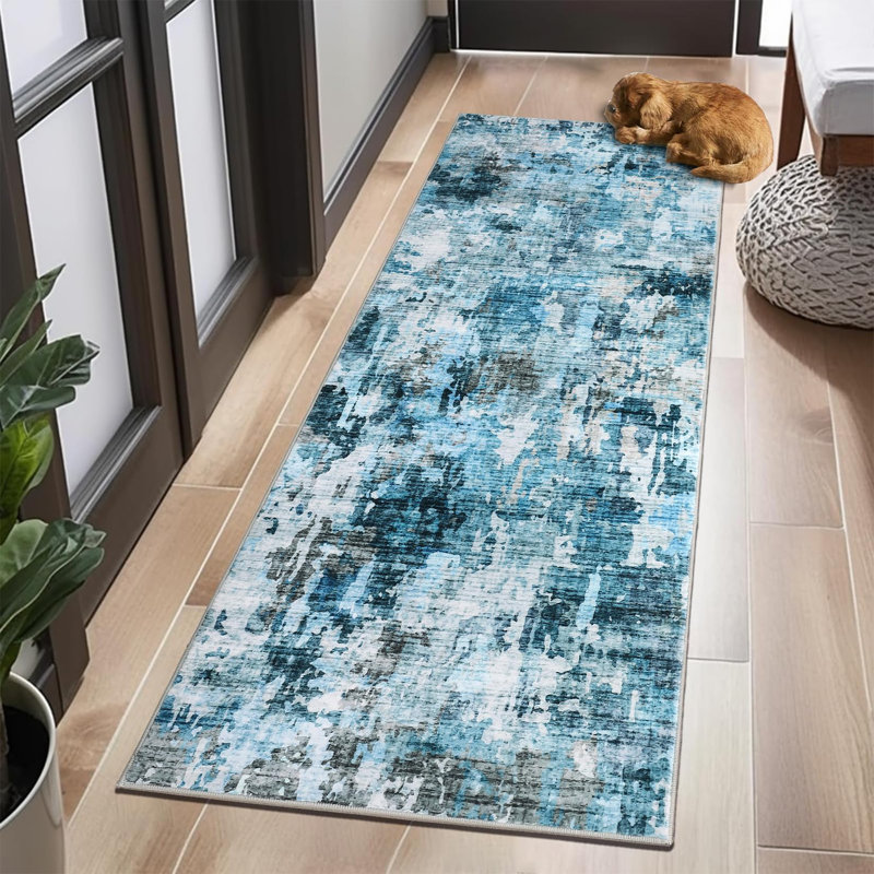 Area Rug, Blue, Rectangle 80 x 150 cm