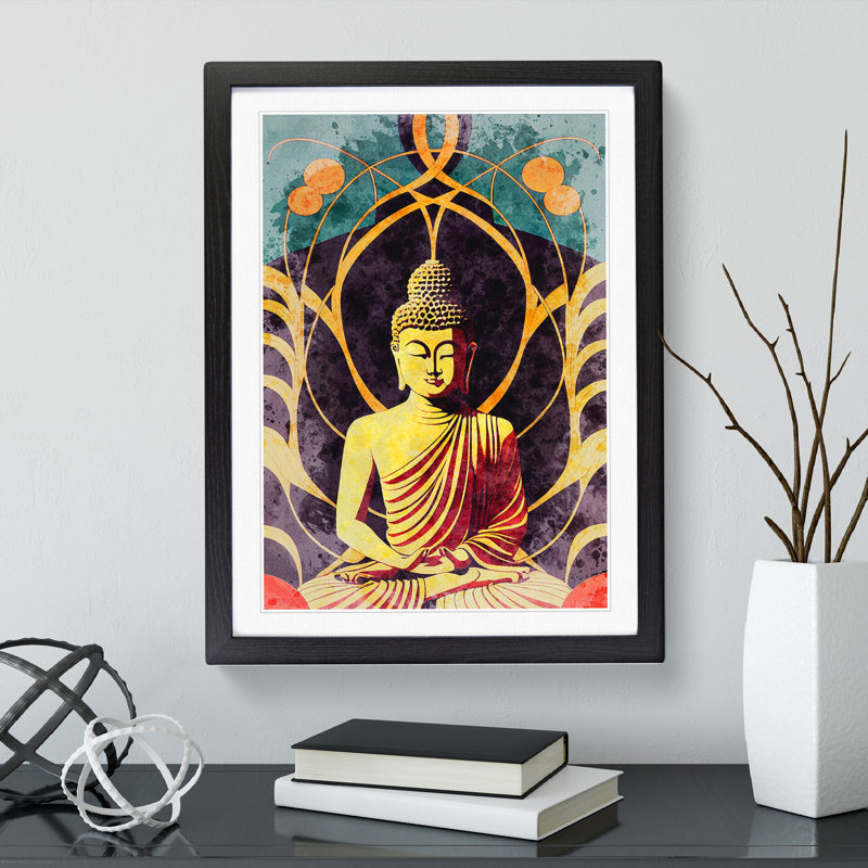 Splendid Buddha - Framed Print, 64cm H x 46cm W x 2cm D, Black Framed
