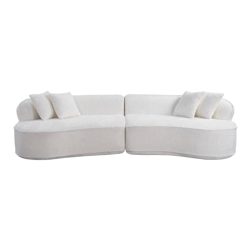 Canapé modulaire en L surdimensionné (blanc), White Polyester