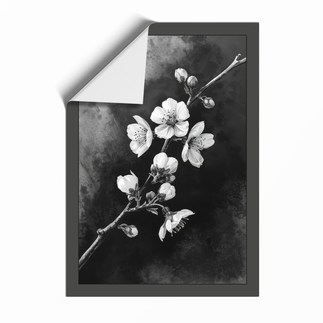 Moonlit Cherry Blossom Botanical - Framed Print