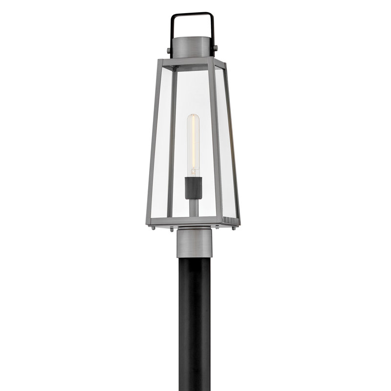 Lark Hugh Post Mount Lantern, Black/Silver