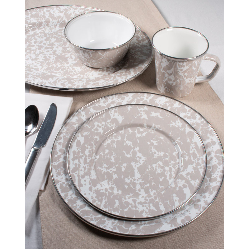 Taupe Swirl Enamelware Appetizer Plate