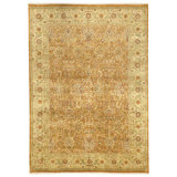 Hand Knotted Wool Area Rug in Brown And Gold