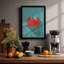 Crab in Teal Modern - Framed Print-701770912-701770943