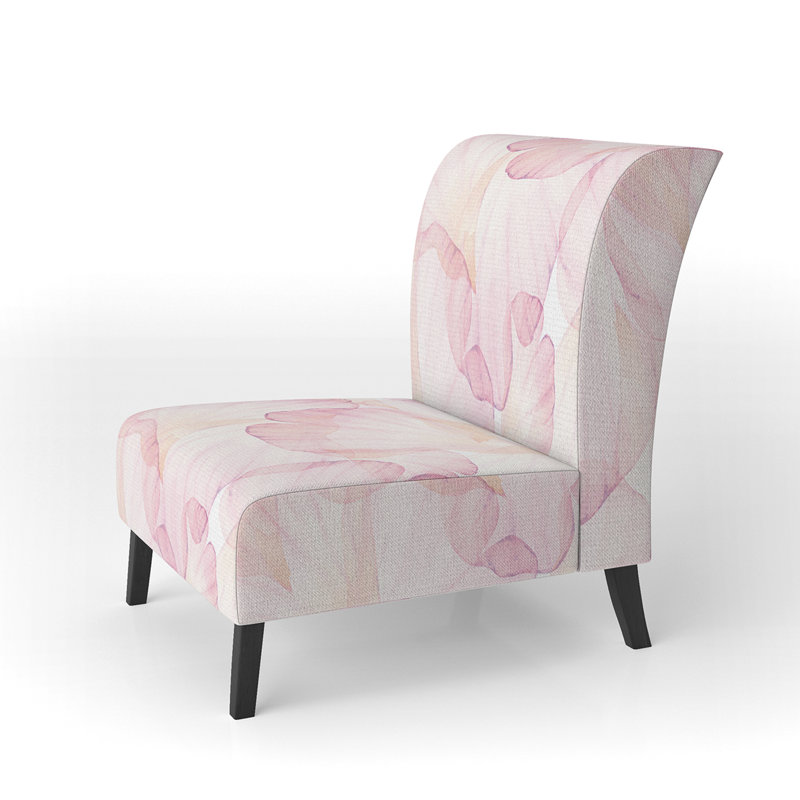 Brechta Vibrant Curve Design II - Velvet Upholstered Modern Slipper Chair, Light Pink/White