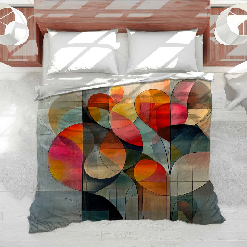 Circles Bedding Abstract Comforter Maximalist, Twin Comforter