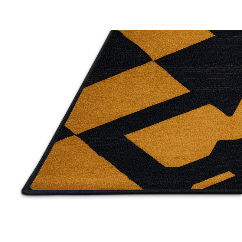 Tapis damier noir lavable à la machine, Rectangle 6 pi x 9 pi