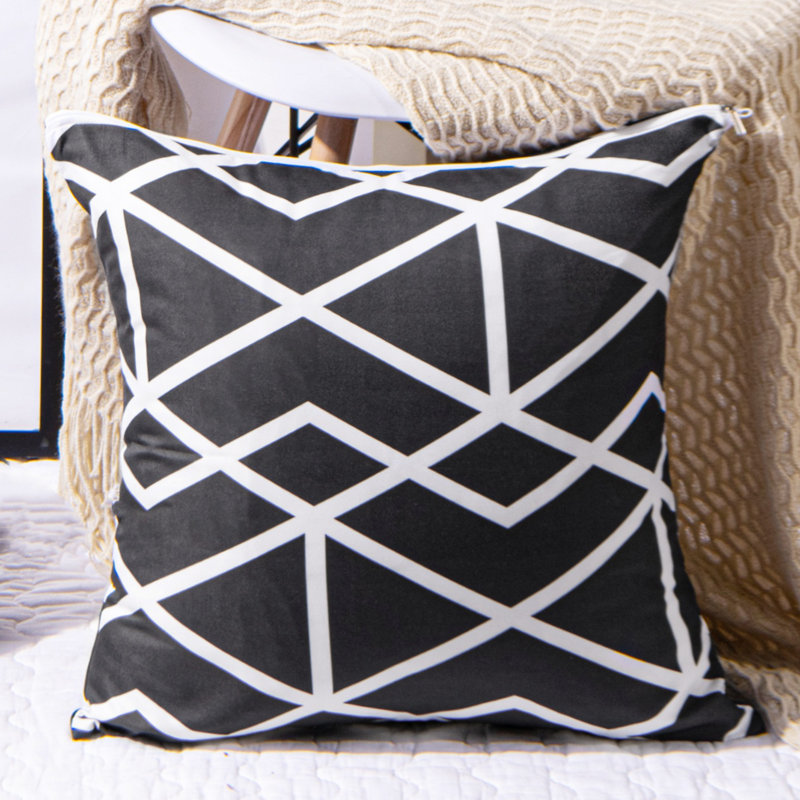  Taie d'oreiller moderne en microfibre géométrique