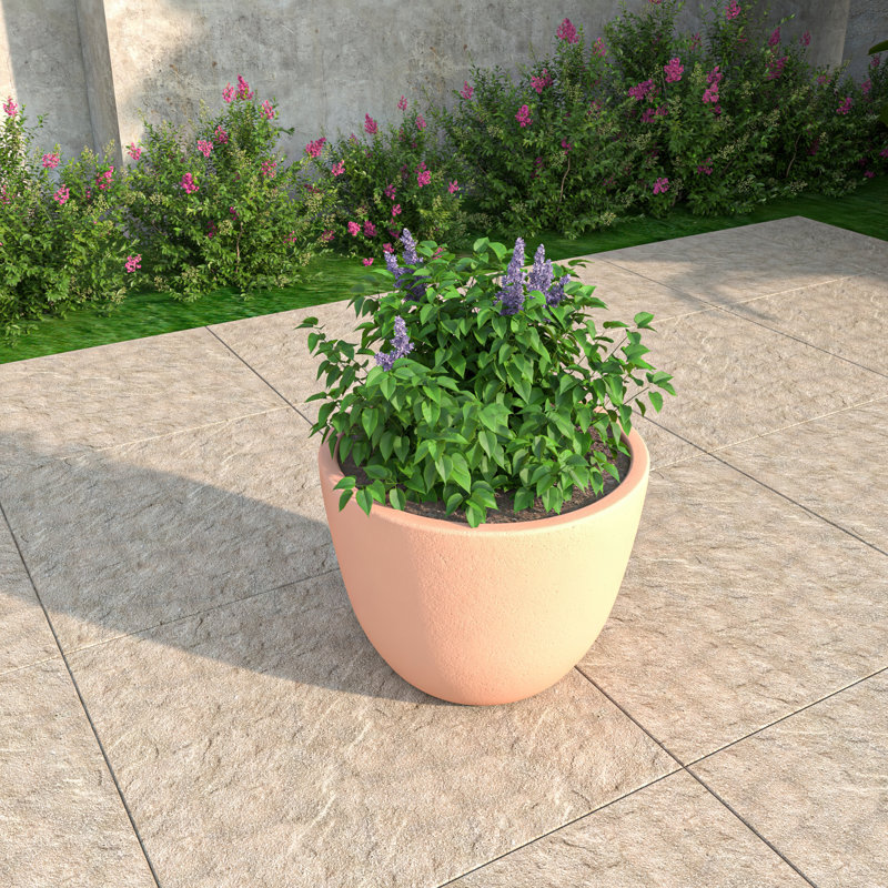 Owasso Tapered Round Pot Planter in Handmade MGO Clay Fiberstone - Indoor and Outdoor Use with Drain for Patio, Garden, Backyard, and Modern Home