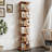 360° rotating square solid wood bookcase, with fixed pulleys, adjustable height, suitable for display and storage.-1635376883