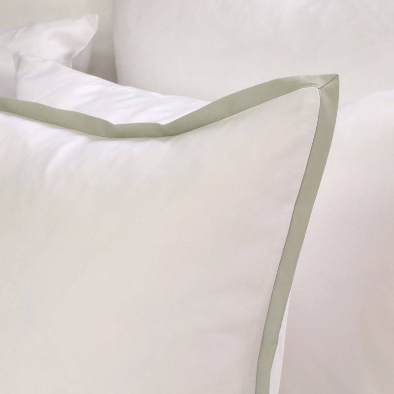 Langston Sateen Pillow Sham, White/Seaglass