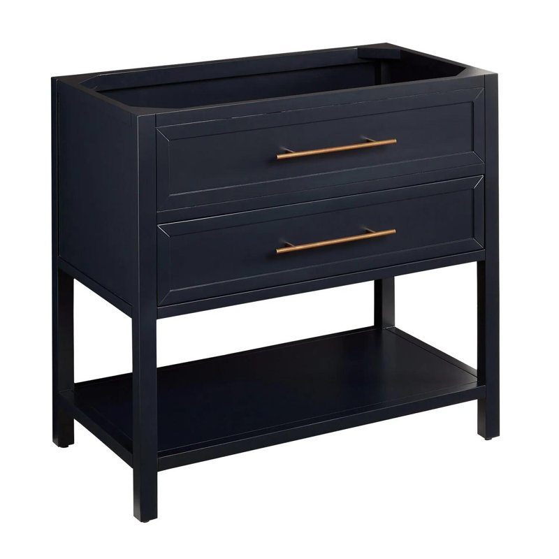 36" Robertson Single Bathroom Vanity Set with Rectangle Undermount Sink, Carrara Marble, 8" Widespread, Black
