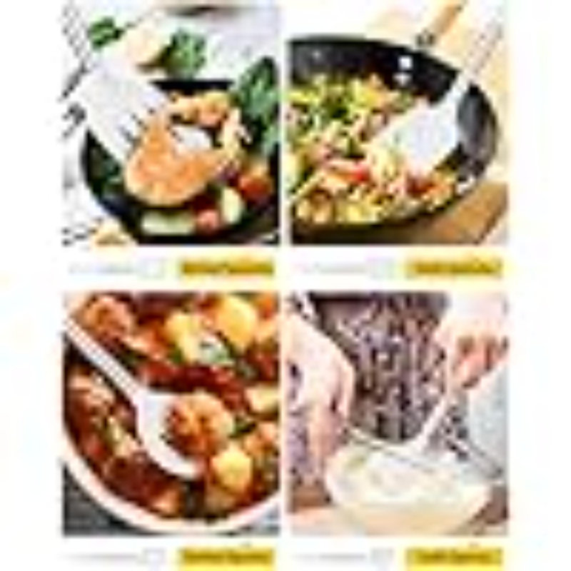 Ensemble de 4 ustensiles de cuisine en silicone, grandes spatules solides antiadhésives, cuillères à fente résistantes à la chaleur, tournevis de cuisine sans BPA idéaux pour la friture, le mélange, le service, la vidange, le tournage, le brassage 