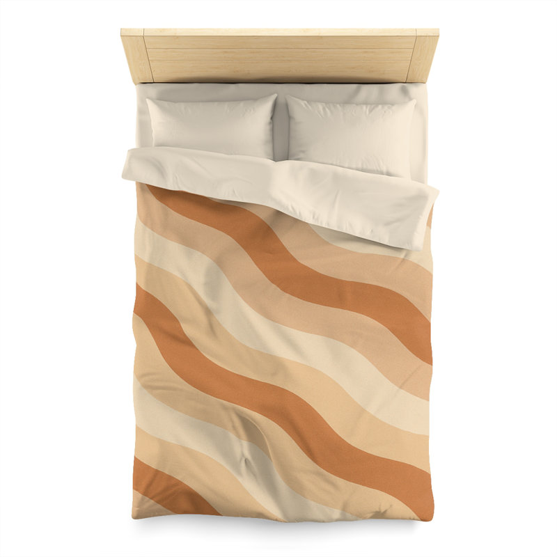 Microfiber Duvet Cover Boho Style, Design 27, Twin Duvet Cover, Orange/Natural/Cream